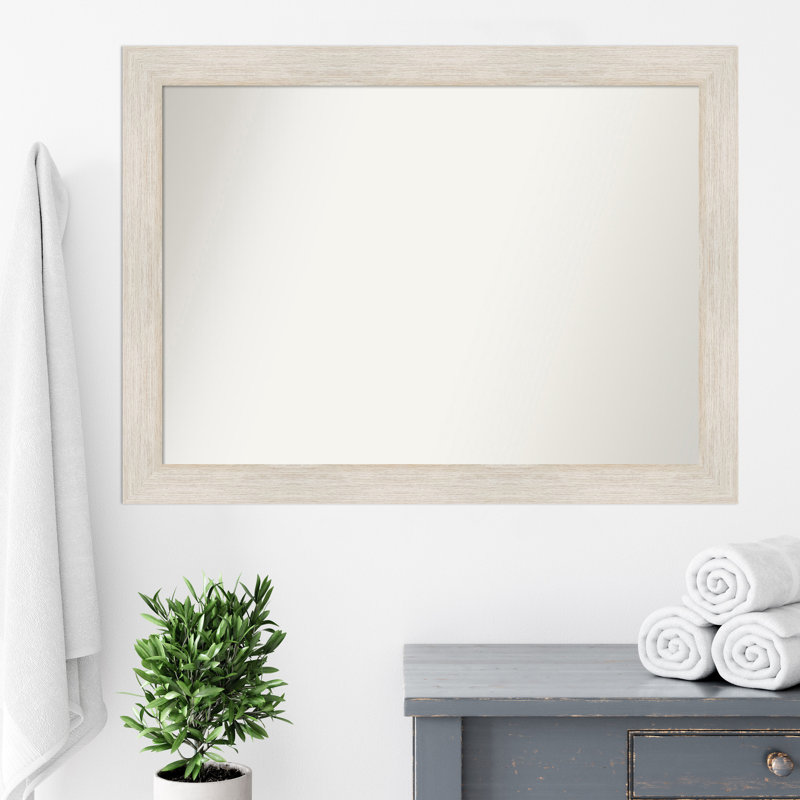 Gracie Oaks Hardwood Whitewash Wood Bathroom Vanity NonBeveled Wall Mirror Wayfair